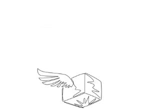 dessin représentant un colis avec des ailes